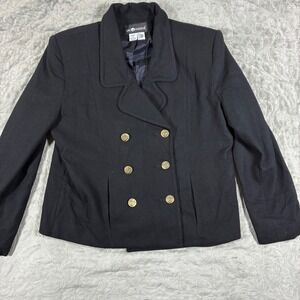 Vintage 90s Double Breasted Military Style Blazer Womens Size M Wool Academia
